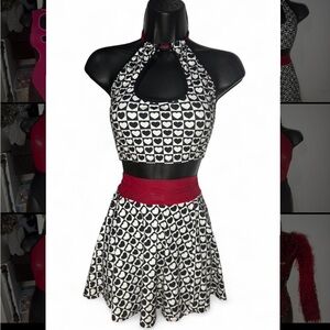 Black and White Heart Skirt Set